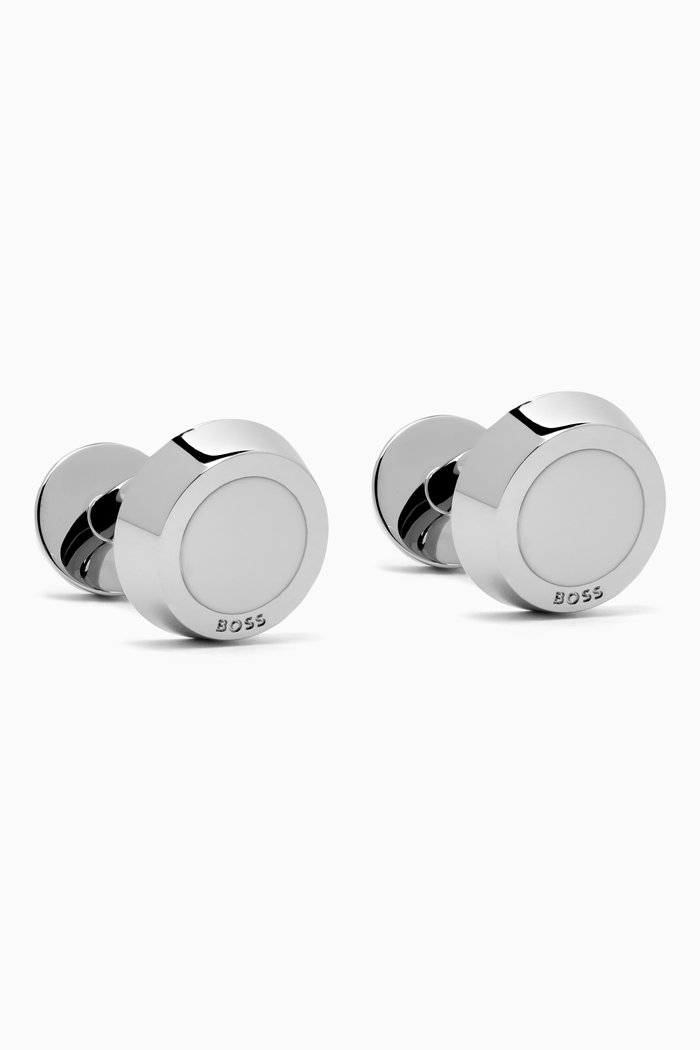 

Simony Round Cufflinks in Brass, White