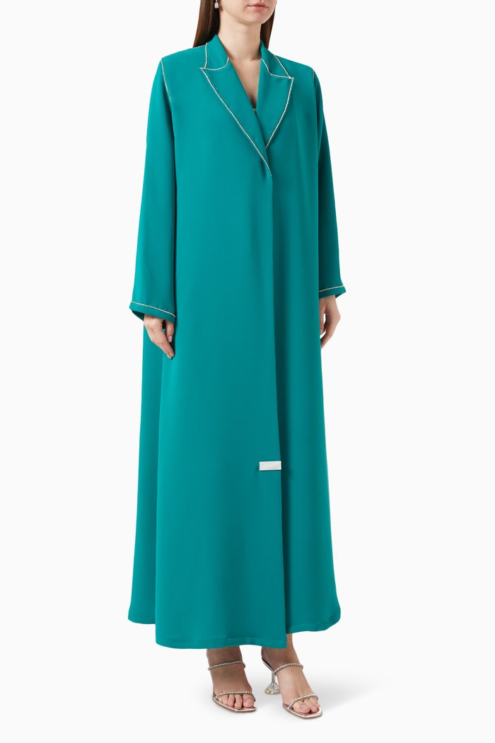 Embellished Abaya in Crepe, Green