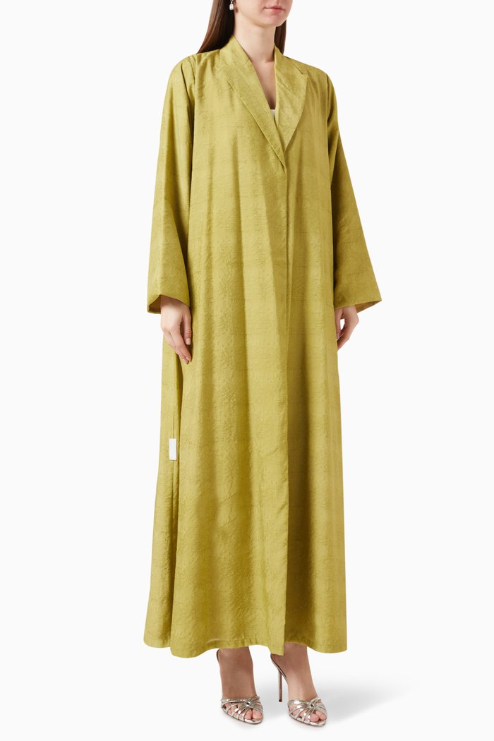 

Peak Lapel Jacket Abaya in Jacquard, Green