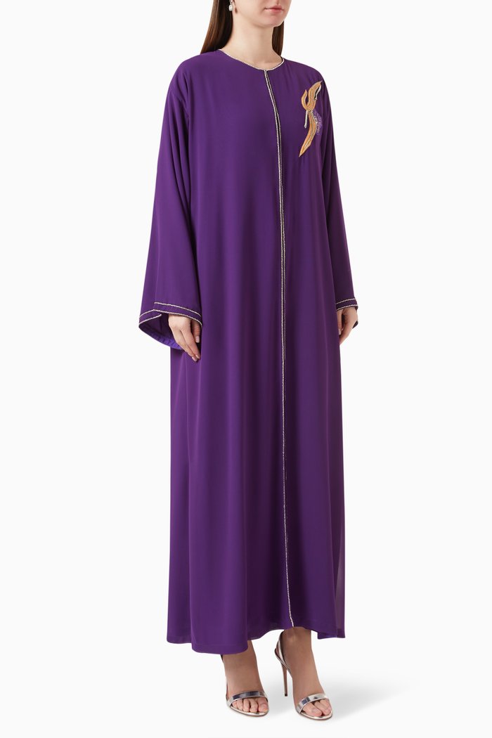 

Embellished Abaya in Chiffon, Purple