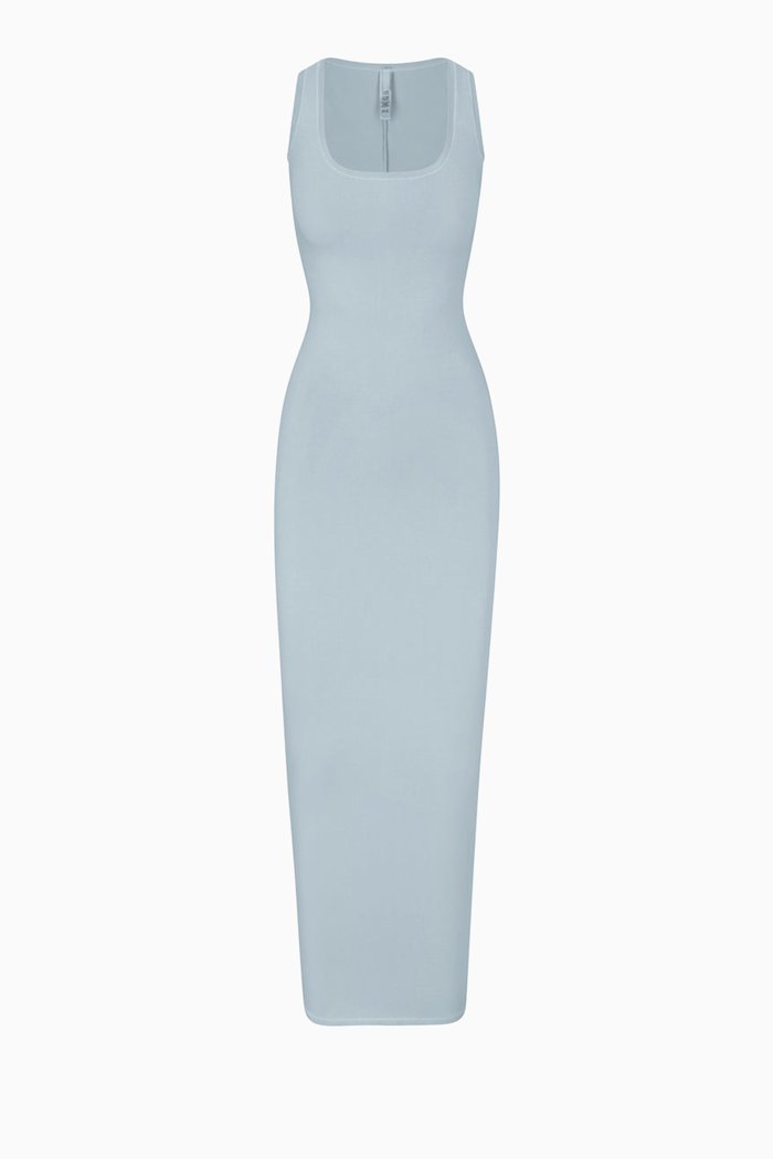

New Vintage Scoop-neck Maxi Dress in Stretch-cotton, Blue