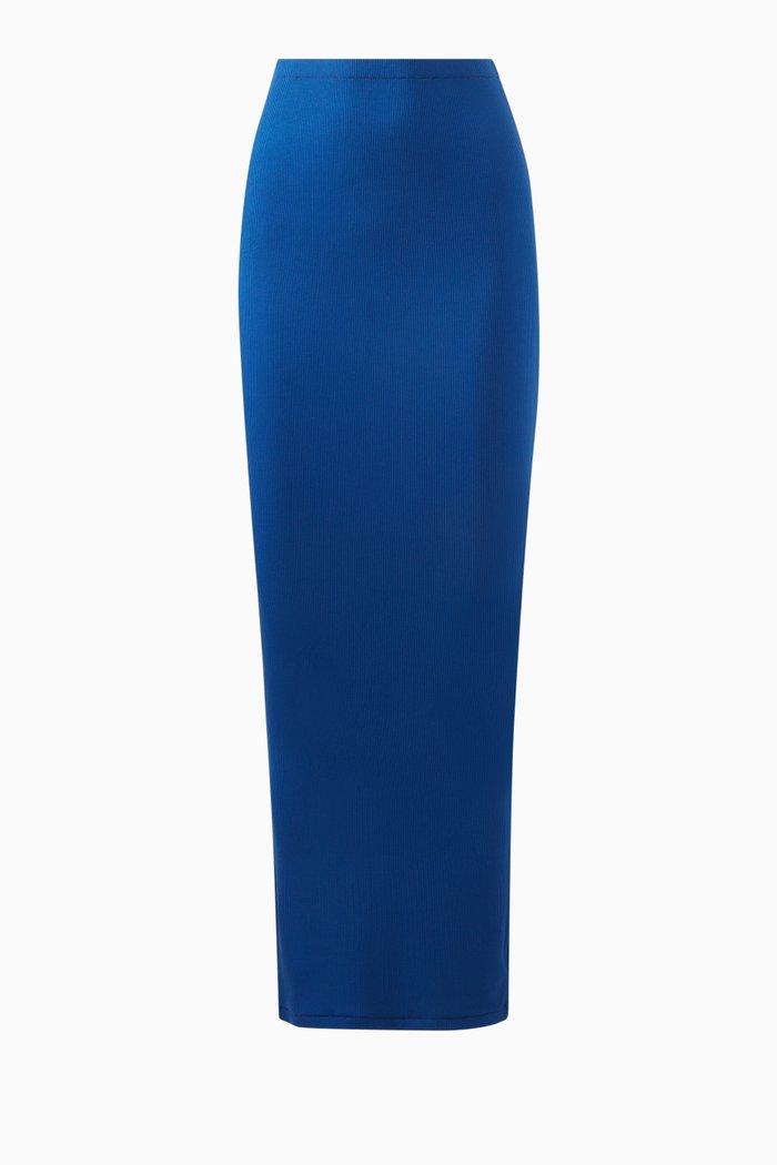 

Soft Lounge Maxi Skirt in Rib-knit, Blue