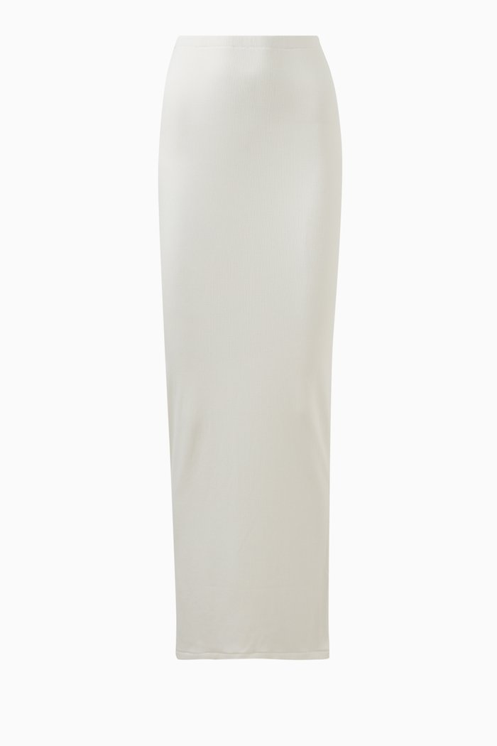 

Soft Lounge Maxi Skirt in Rib-knit, White