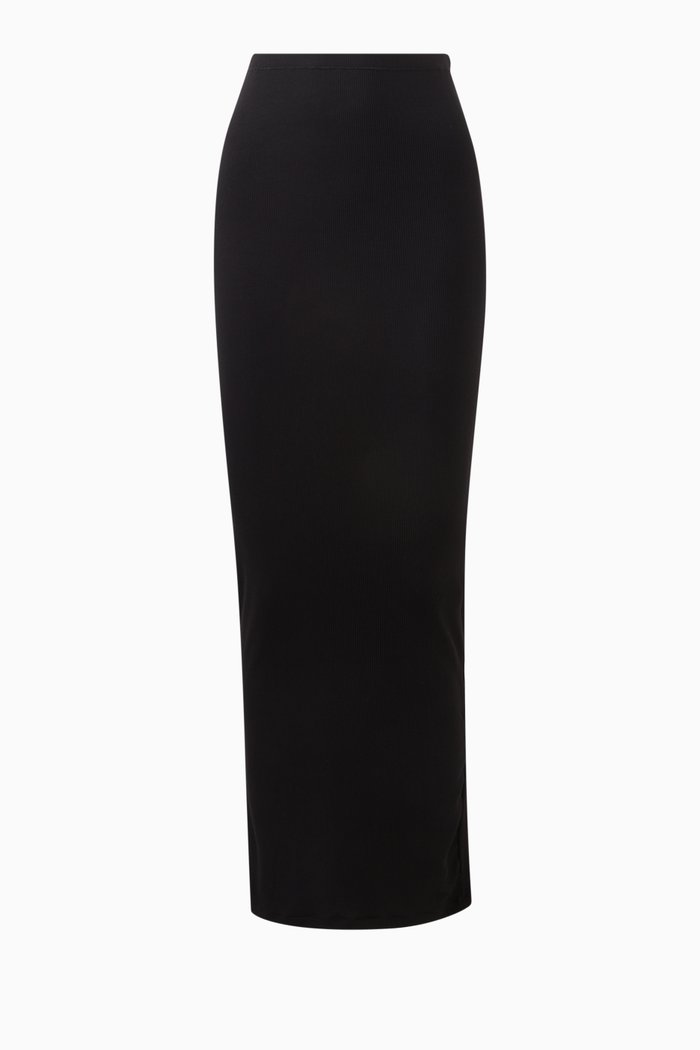 

Soft Lounge Maxi Skirt in Rib-knit, Black