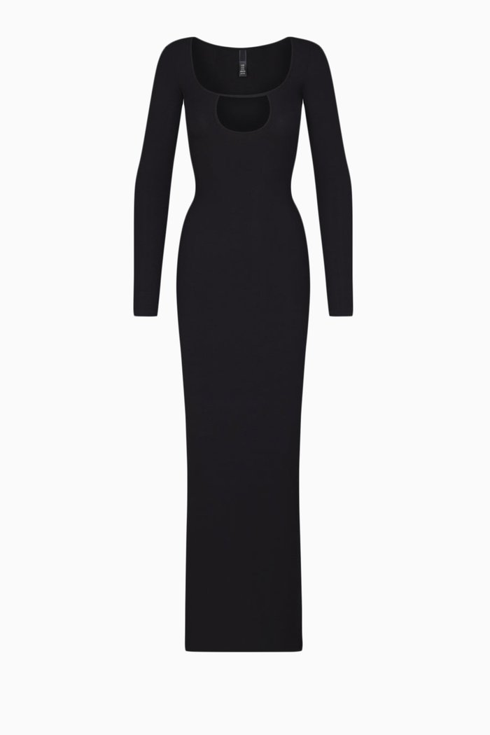 

Soft Lounge Maxi Dress in Rib-knit, Black