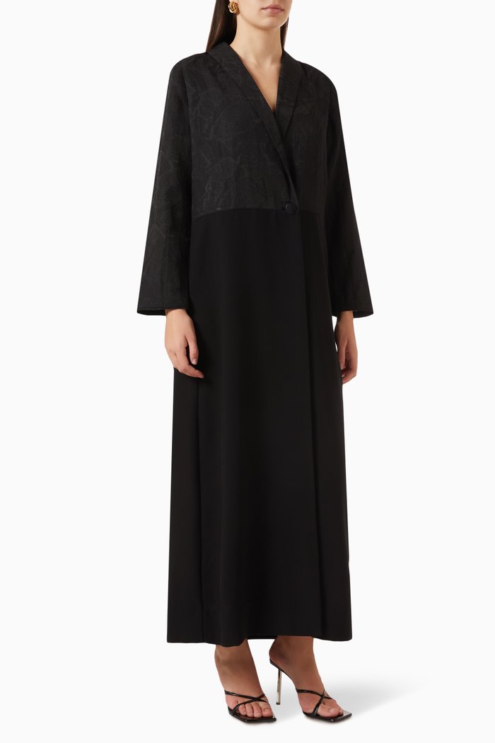 

Suit Abaya in Crepe & Linen, Black
