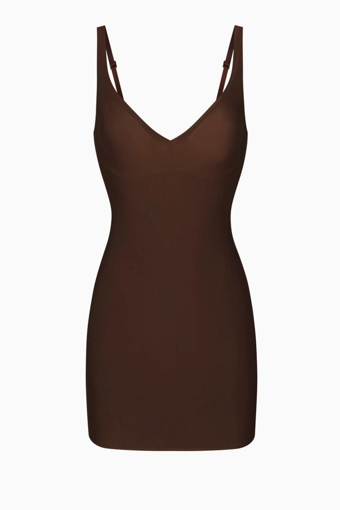 Foundations Moulded Cup Slip Dress, Brown