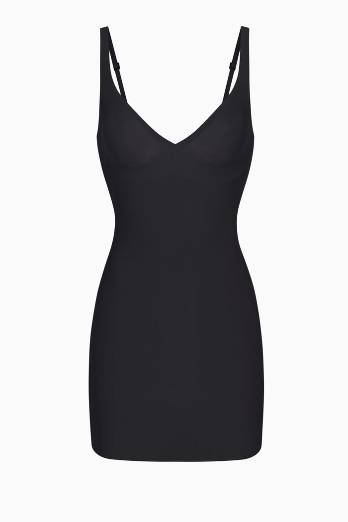 Foundations Moulded Cup Slip Dress, Black