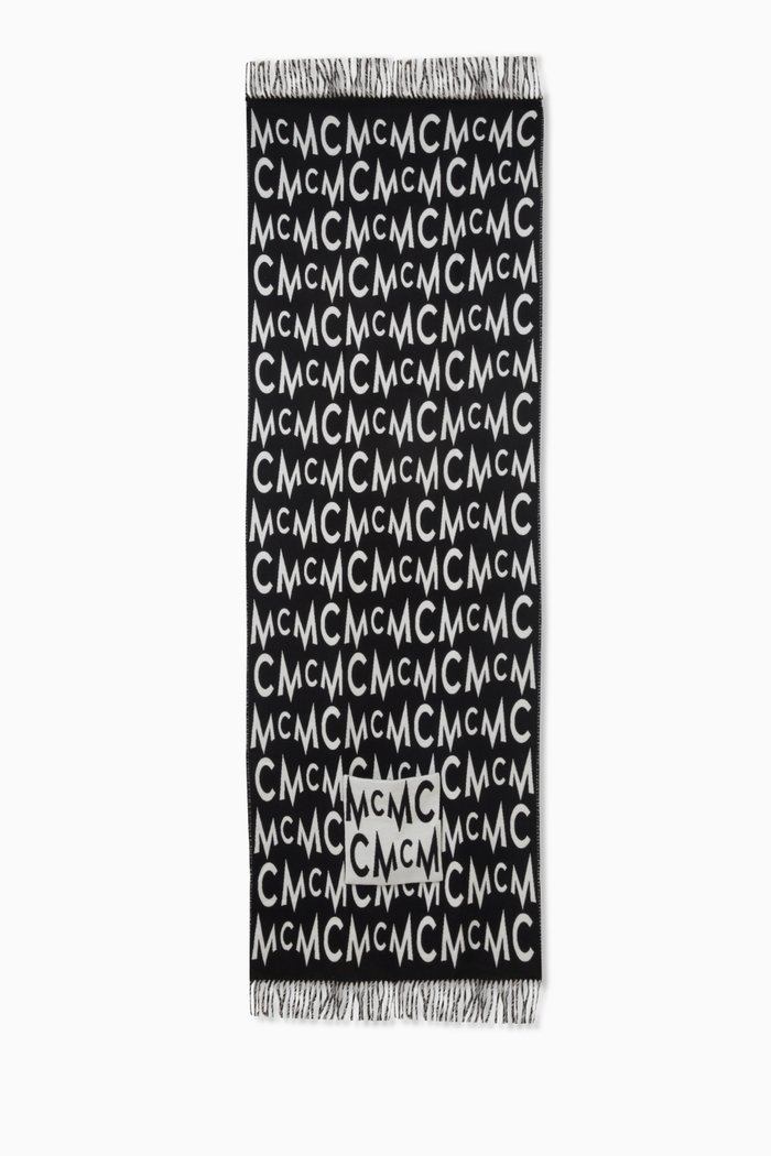 

Graphic Logo Stole in Wool, Neutral
