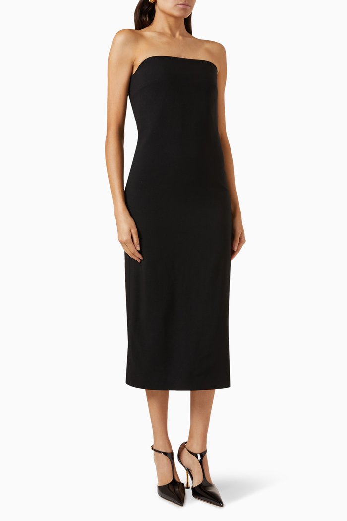 

Cori Bandeau Midi Dress in Wool, Black