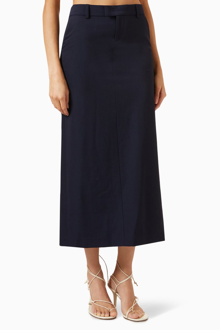 

Loren Tube Midi Skirt in Wool, Blue