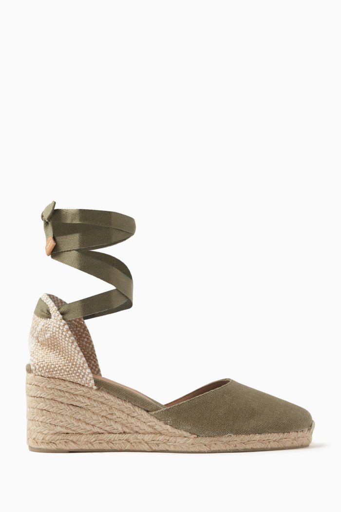 

Carina 50 Espadrille Wedges in Canvas, Green