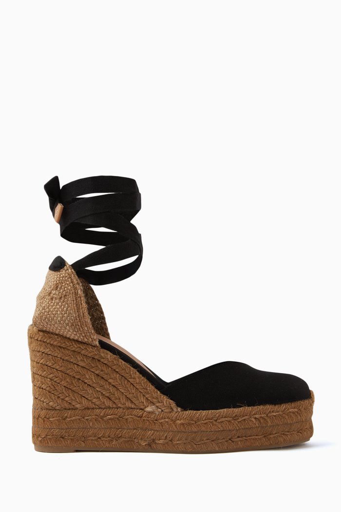 

Chiara 80 Espadrille Wedges in Canvas, Black