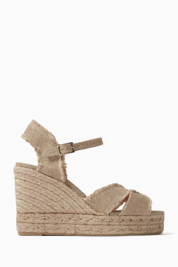 Bromelia 80 Espadrille Wedges in Linen, Gold