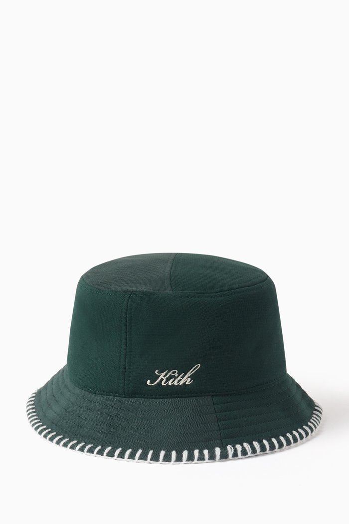 

Multi-panelled Logo Bucket Hat in Fleece, Green
