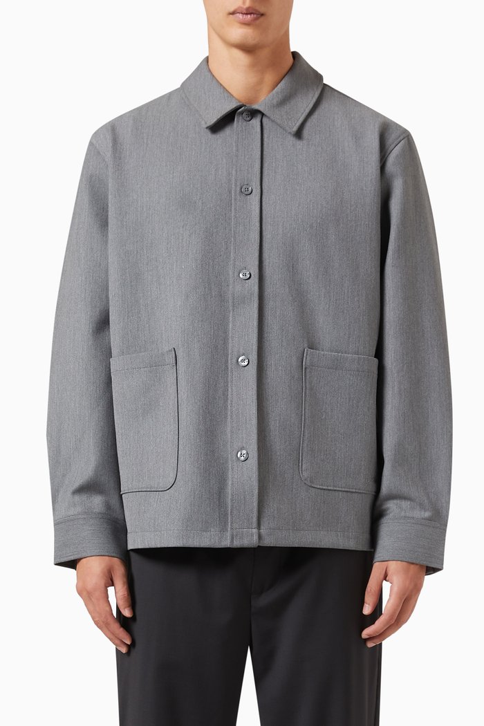 

Boxy Collared Overshirt, Grey