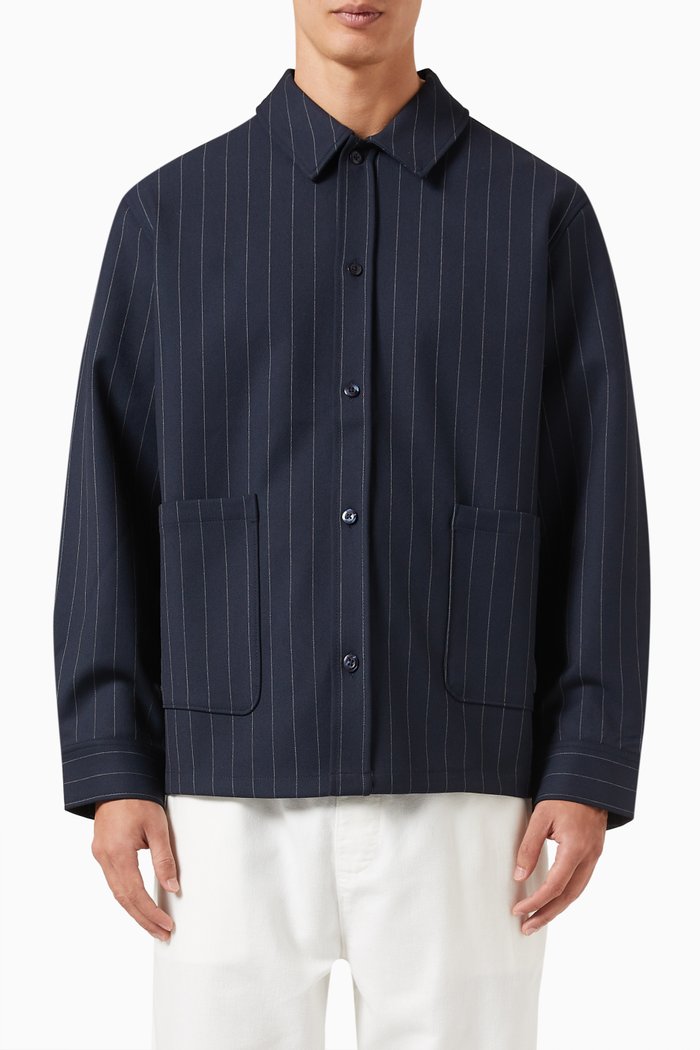 

Boxy Collared Overshirt, Blue