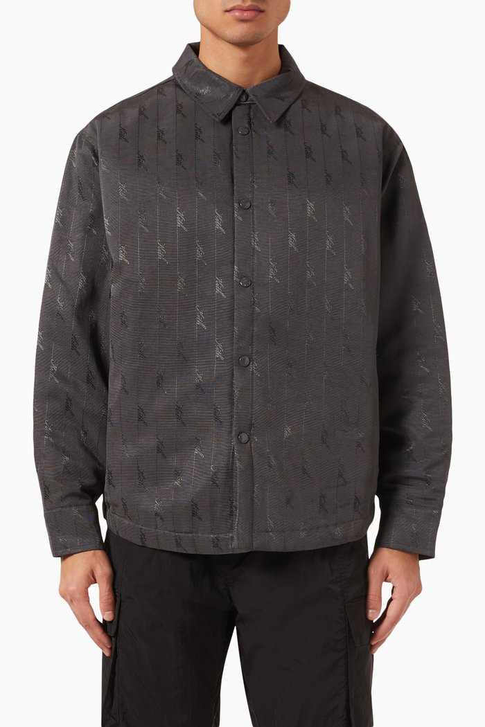 

Sutton Quilted Shirt Jacket in Jacquard Faille, Grey