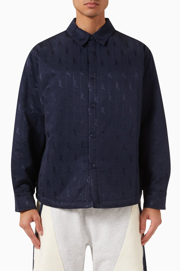 

Sutton Quilted Shirt Jacket in Jacquard Faille, Blue