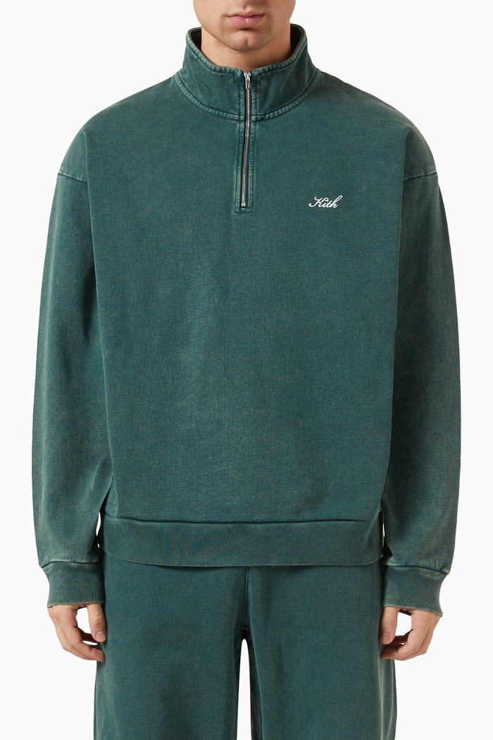 

Nelson Quarter-zip Sweatshirt in Cotton-fleece, Green