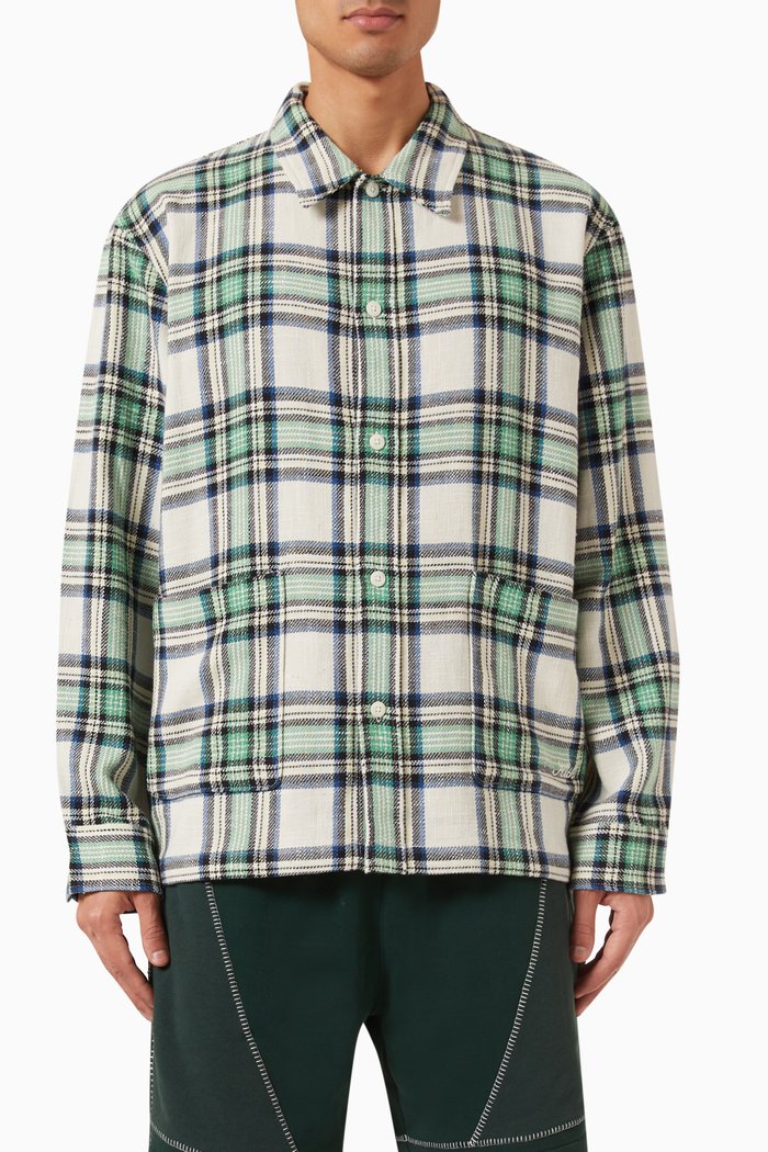 

Plaid Boxy Collared Overshirt in Cotton, Multicolour
