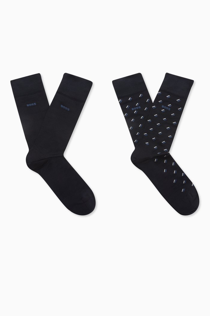 

Logo Socks in Cotton Blend, Set of 2, Blue