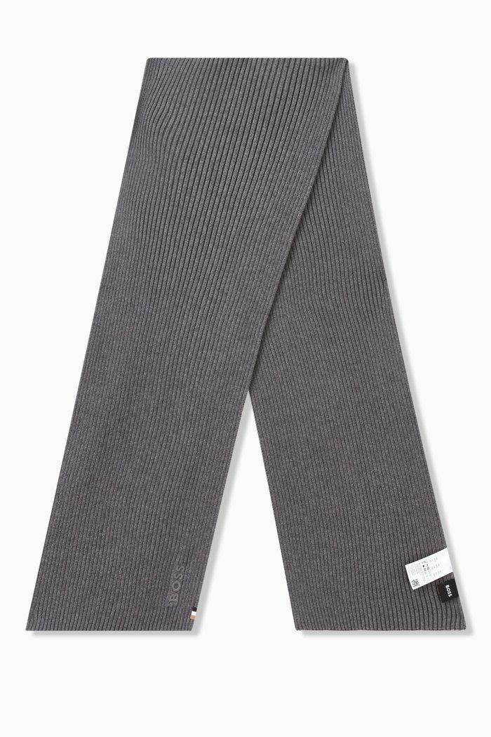 

Logo-embroidered Scarf in Cotton Blend, Grey