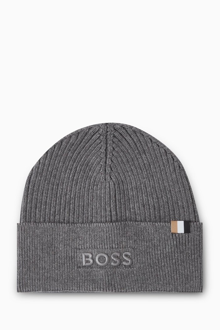

Magico Beanie Hat in Cotton Blend, Grey