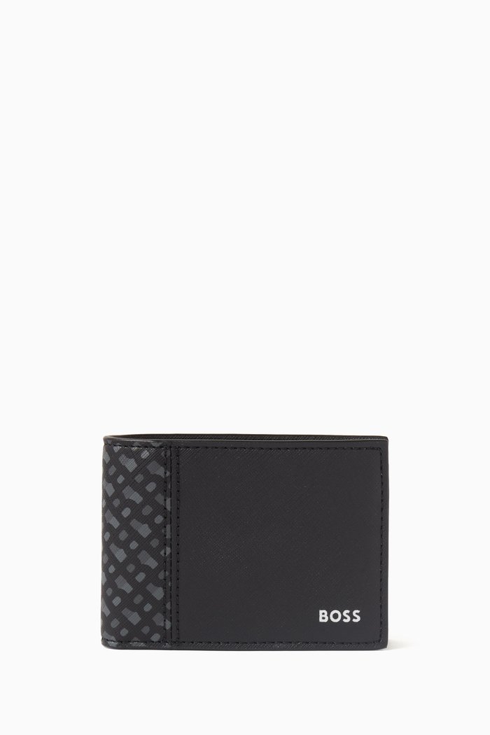 Trifold Wallet in Leather, Black