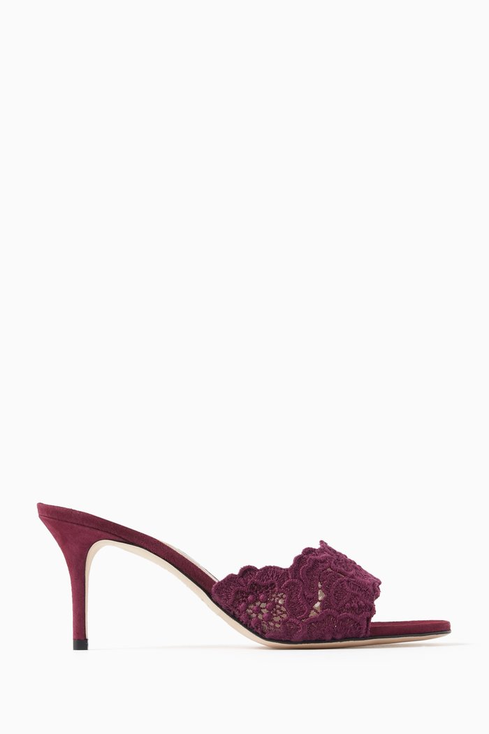 

Como 75 Mule Sandals in Crochet Lace & Suede, Purple