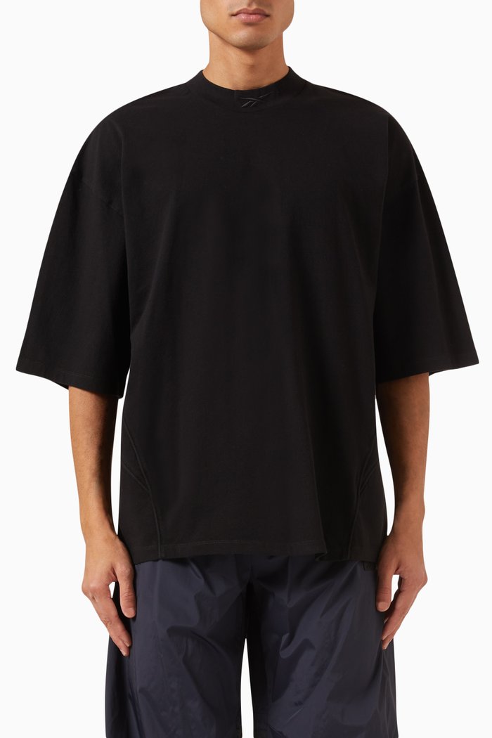 

Piped T-shirt in Cotton, Black