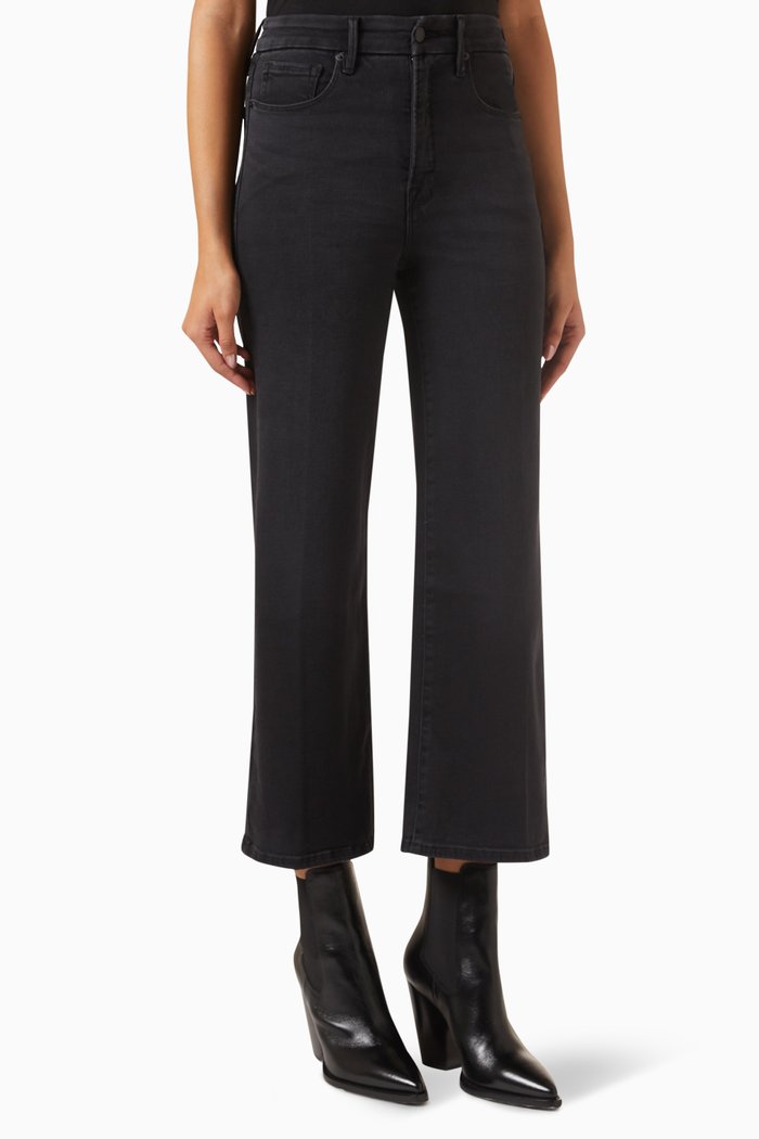 

Good Waist Palazzo Jeans in Denim, Black