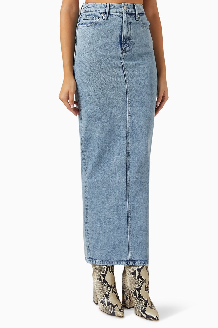 Uniform Maxi Skirt in Denim, Blue