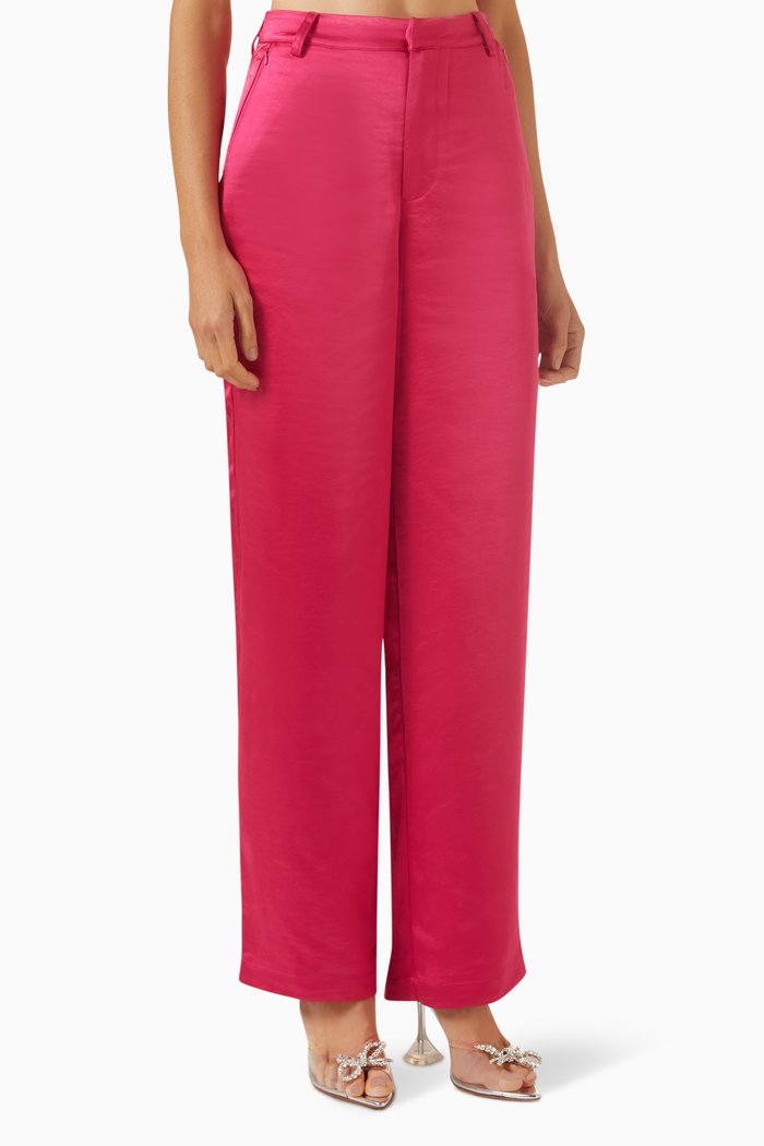 

Straight-fit Pants in Satin, Pink