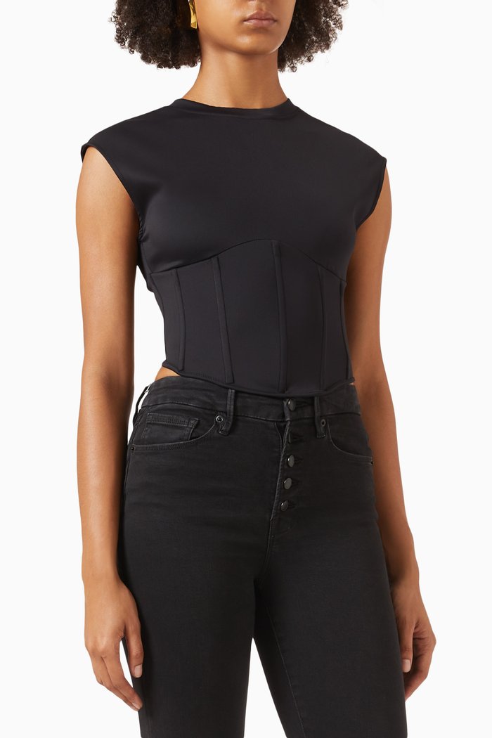 

Corset T-shirt in Scuba, Black