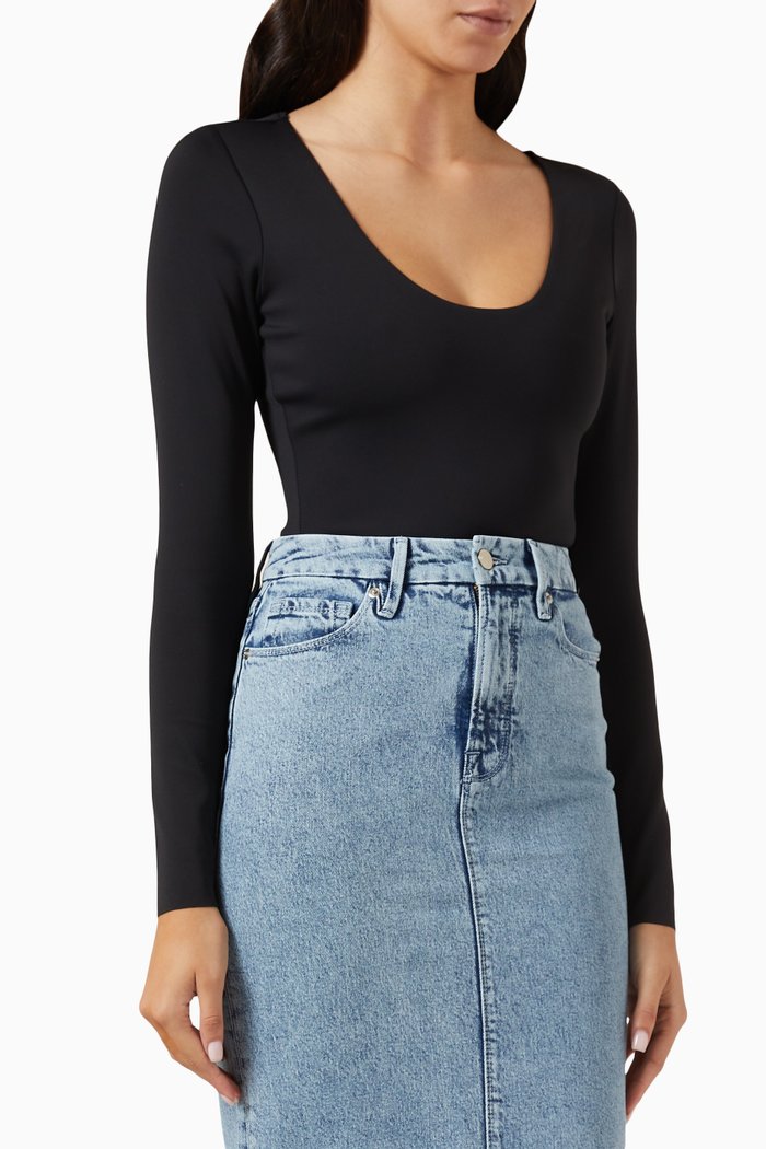 

Scoop-neck Bodysuit in Scuba, Black