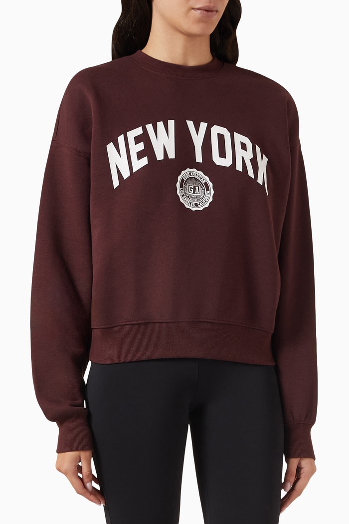 

New York Sweatshirt in Brushed Fleece, Burgundy