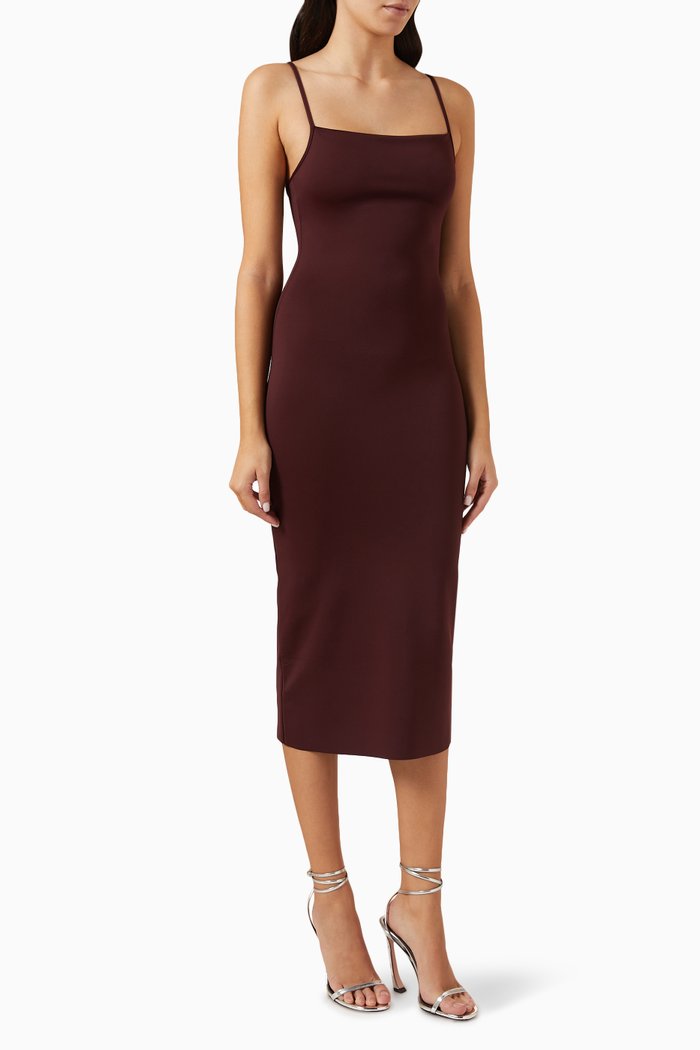 

Midi Dress in Scuba, Burgundy