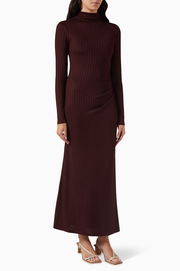 

Midi Dress in Rib-knit, Burgundy