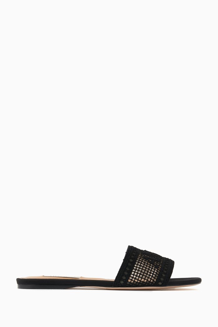 

Roma Flat Slides in Organic Cotton Lace, Black