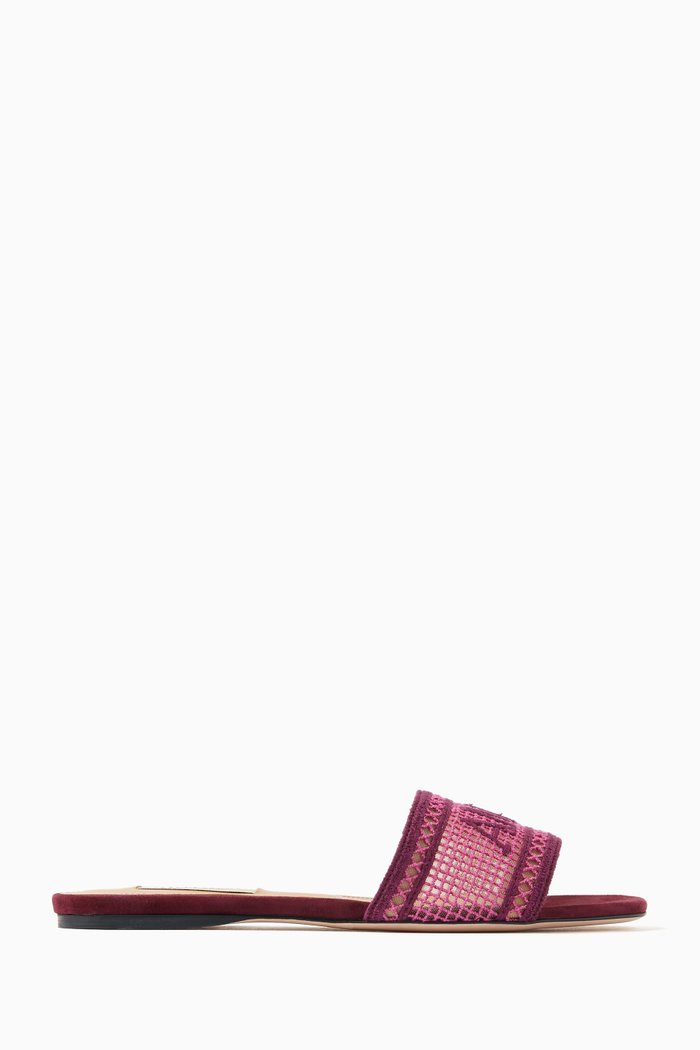 

Roma Flat Slides in Organic Cotton Lace, Purple