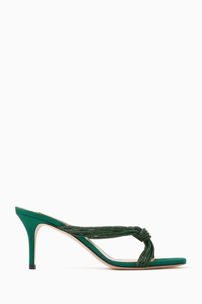 

Capri 75 Mules in Crystal Embellished Grosgrain, Green