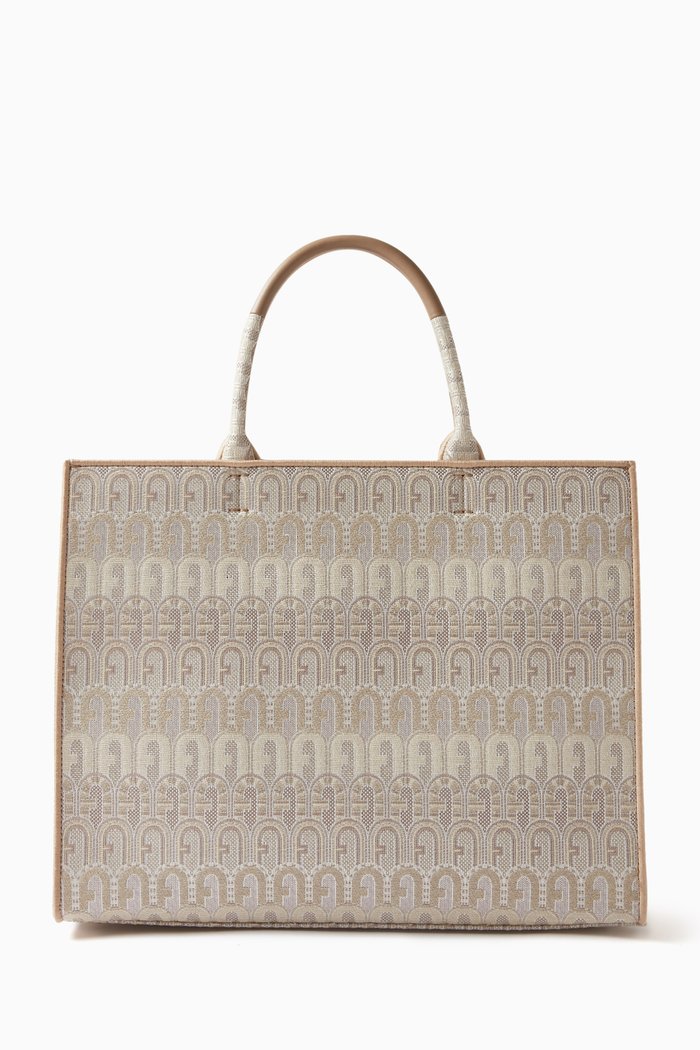 

Furla Opportunity Large Tote Bag in Jacquard Fabric, Neutral