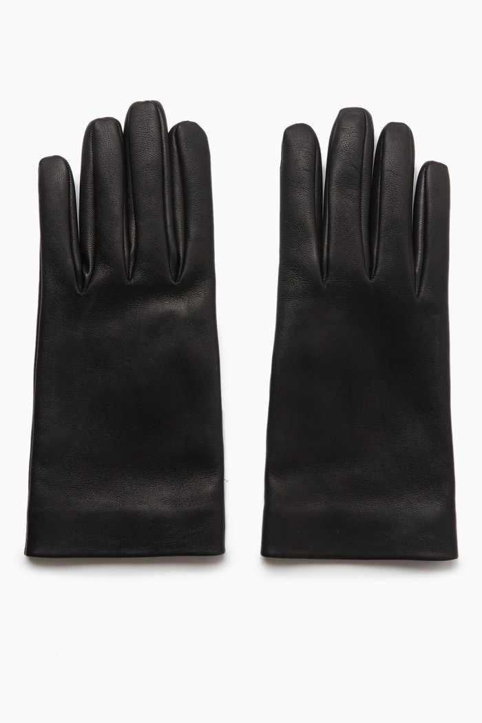 

Short Slit Gloves in Leather, Black