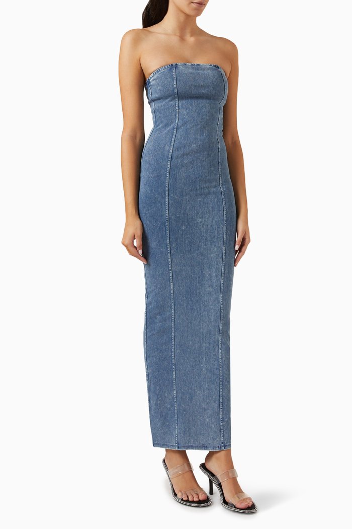 

Soft Sculpt Maxi Dress in Denim, Blue