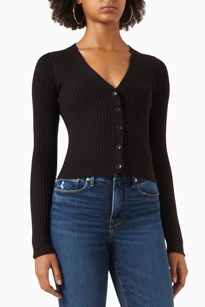 

Cozy Cardigan in Rib-knit, Black