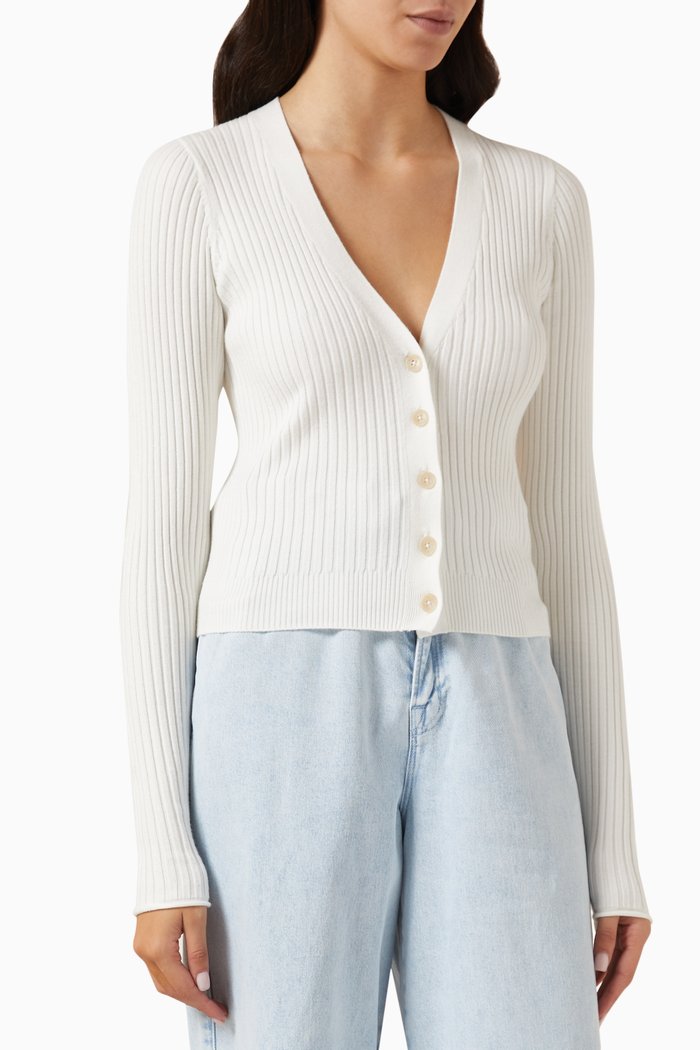 

Cozy Cardigan in Rib-knit, White