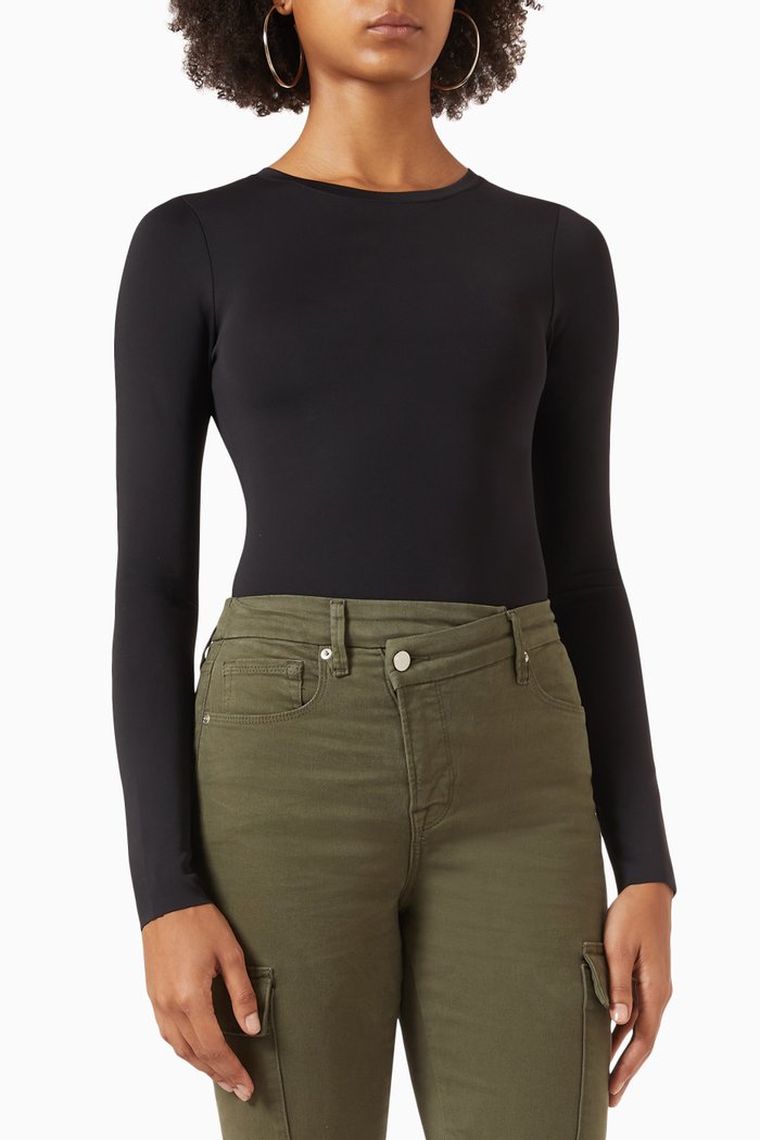 

Crewneck Bodysuit in Scuba, Black