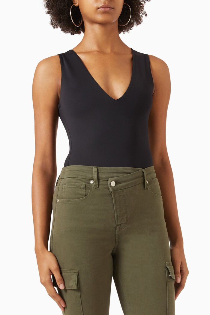 

Deep V Tank Bodysuit in Scuba, Black