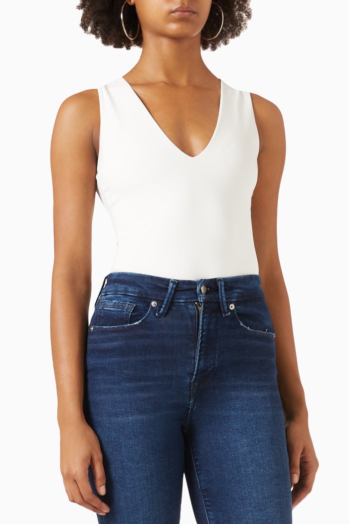 

Deep V Tank Bodysuit in Scuba, White